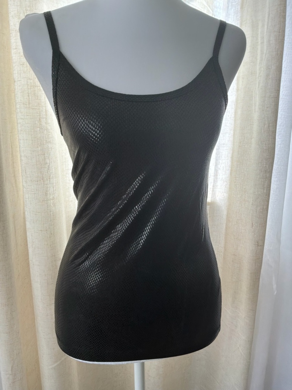 Vintage Y2K black {fake} snake skin looking Bebe tank, made in the USA